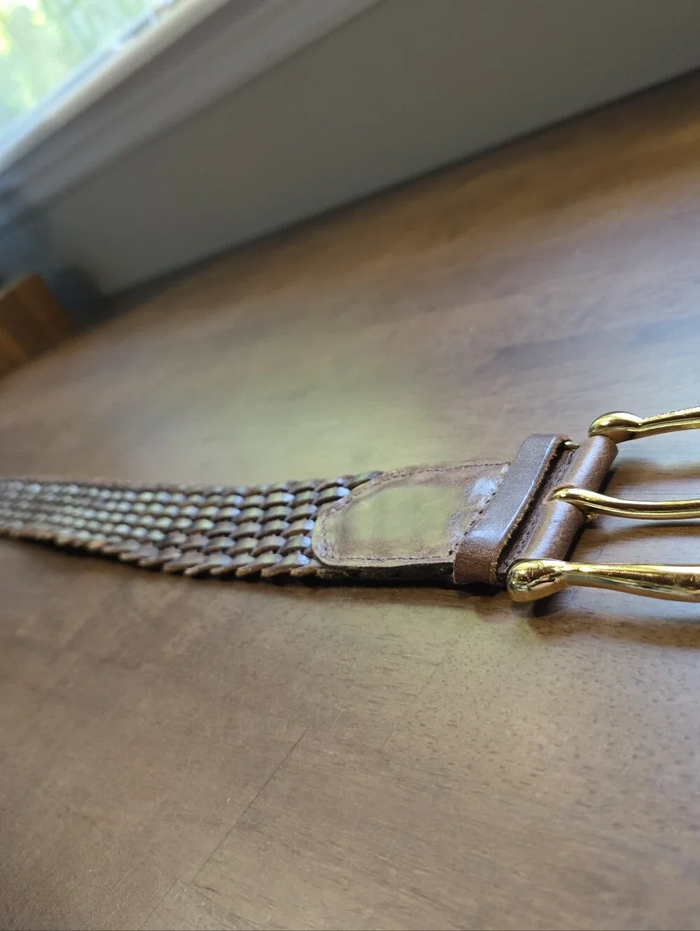 Michael Kors Braided Brown Belt with Gold Buckle Size Small